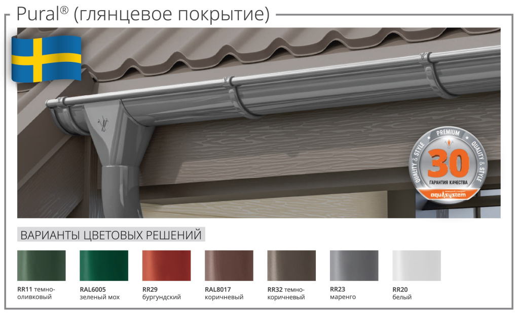 Металлический водосток Aquasystem цветовая палитра