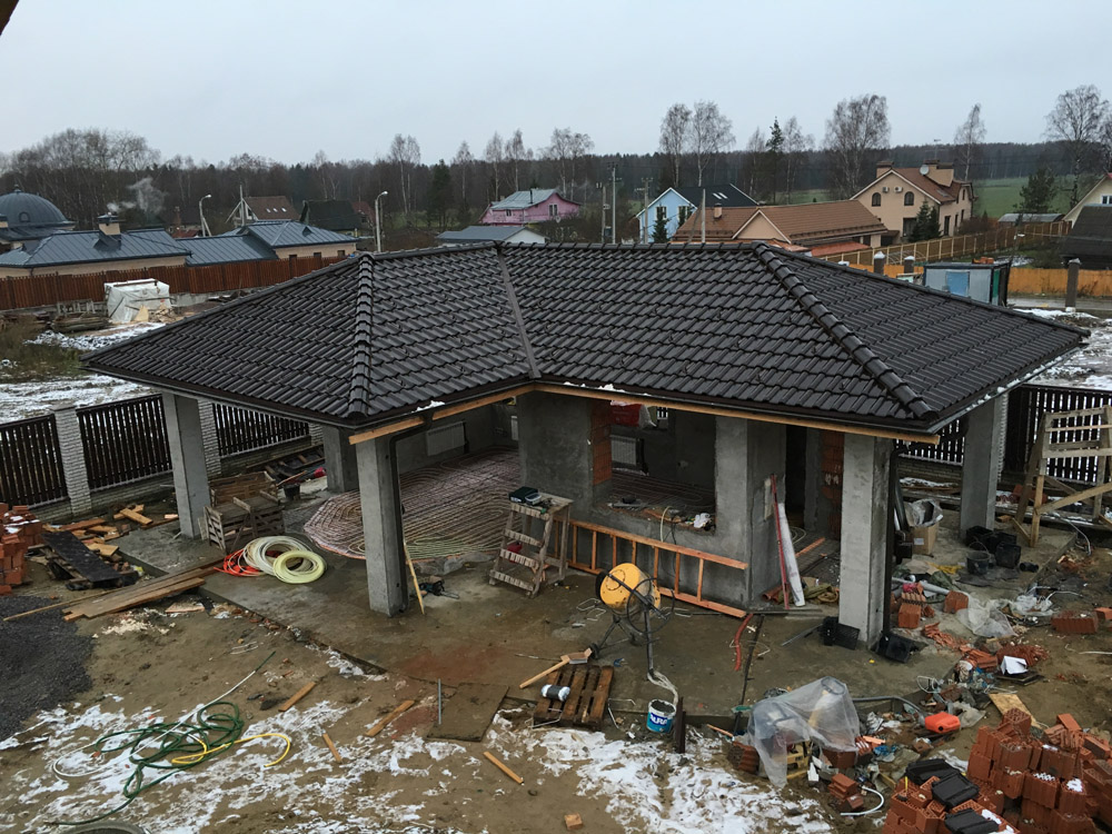 Цементно-песчаная черепица на объекте в Пушкино