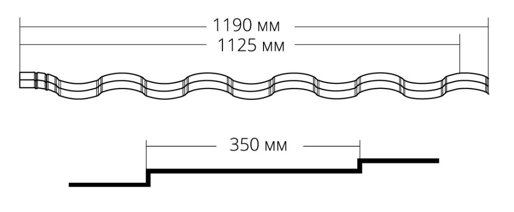 Металлочерепица Grand Line Kredo чертеж размеры Металлочерепица Grand Line Kredo чертеж размеры