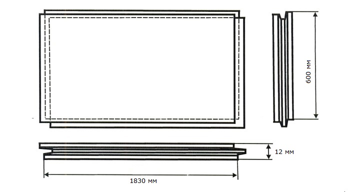 Строительная плита Quick Deck Professional 1830х600х12 мм чертеж