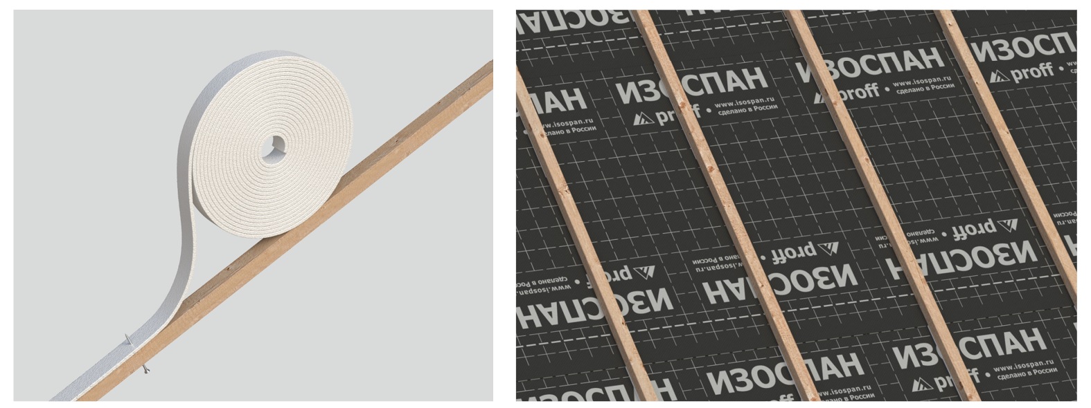 Уплотнительная лента Изоспан монтаж
