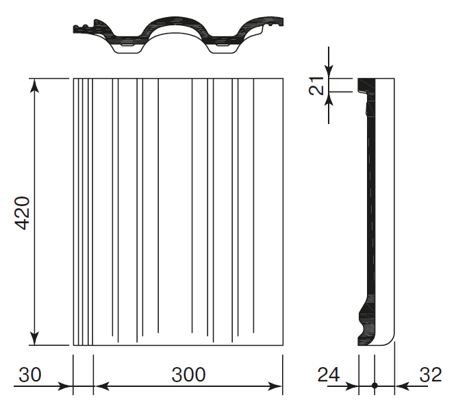 Черепица Braas Таунус чертеж