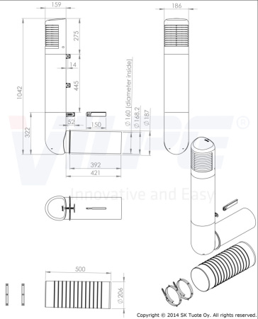 Цокольный дефлектор Vilpe Ross  (Светло-серый (RAL7040) 160 )