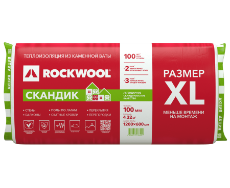 Утеплитель Rockwool Лайт Баттс Скандик XL 100 мм