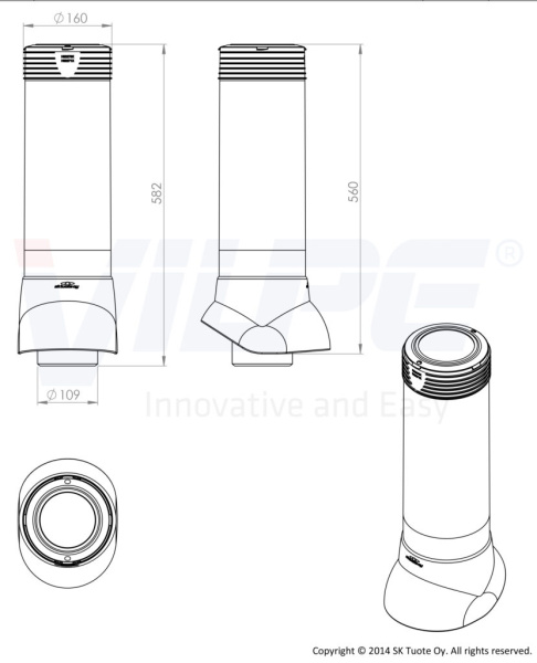Вентиляционный выход канализации изолированный Vilpe
