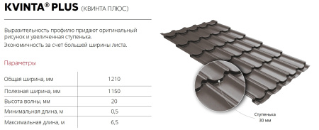 Металлочерепица Grand Line Kvinta Plus Rooftop Matte