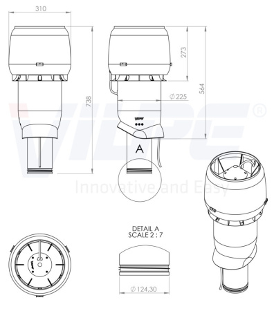 Кровельный вентилятор Vilpe E190P  (Красный (RAL3009) 125 500)