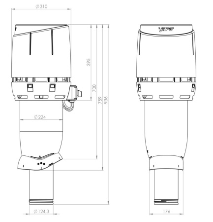 Кровельный вентилятор Vilpe FLOW ECo 125Р  (Кирпичный (RAL8004) 125 700)