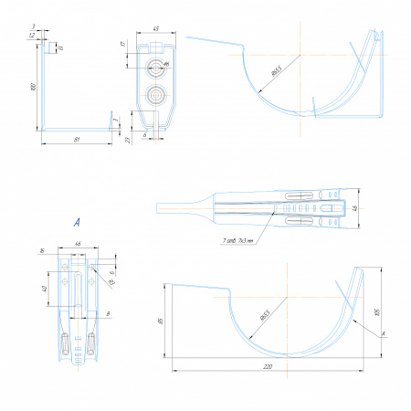 Крюк крепления желоба короткий регулируемый Aquasystem (125 Зеленый (RAL6005)  )