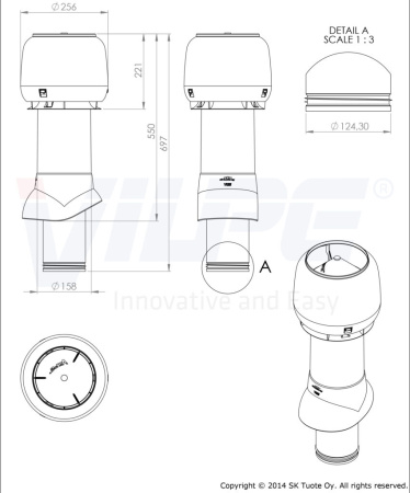 Вентиляционный выход изолированный Vilpe (Синий (RAL5007) 125 500)