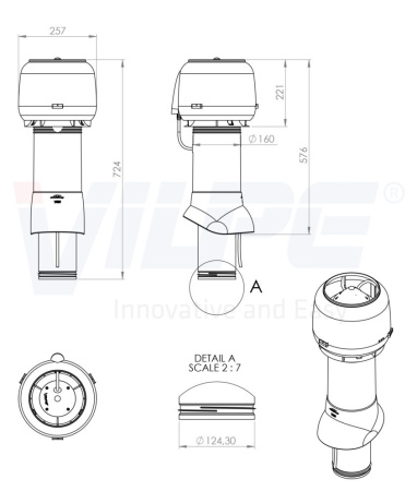 Кровельный вентилятор Vilpe E120P  (Коричневый (RR32) 125 500)