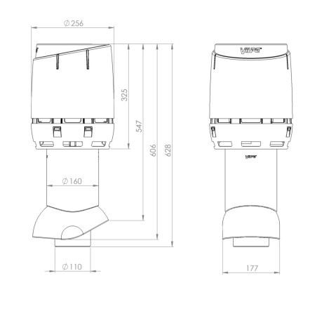 Вентиляционный выход канализации изолированный Vilpe FLOW (Кирпичный (RAL8004) 110 350)