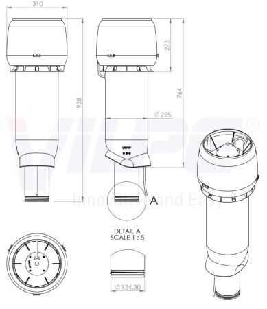 Кровельный вентилятор Vilpe E190P  (Коричневый (RR32) 125 700)