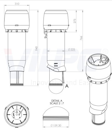 Кровельный вентилятор Vilpe ECo 220P  (Зеленый (RR11) 160 700)