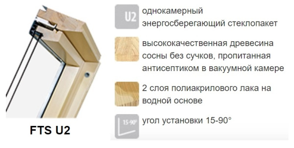 Мансардное окно Fakro FTS-V U2 Standart Мансардное окно Fakro FTS-V U2 Standart