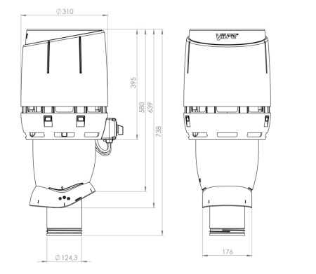 Кровельный вентилятор Vilpe FLOW ECo 125Р  (Коричневый (RR32) 125 500)