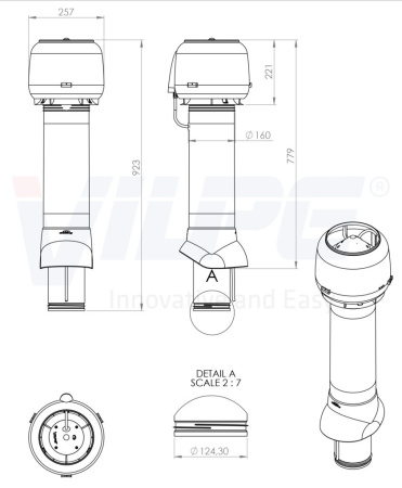 Кровельный вентилятор Vilpe E120P  (Красный (RAL3009) 125 700)