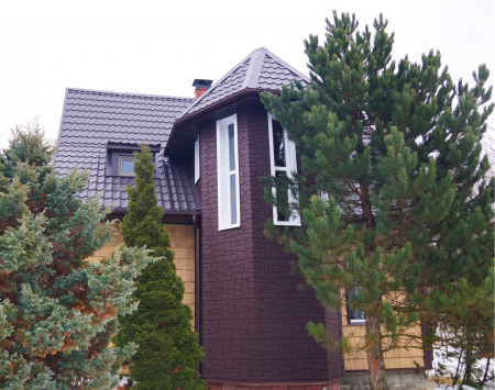 Фасадная панель Grand Line Крупный камень (Коричневый Стандарт)